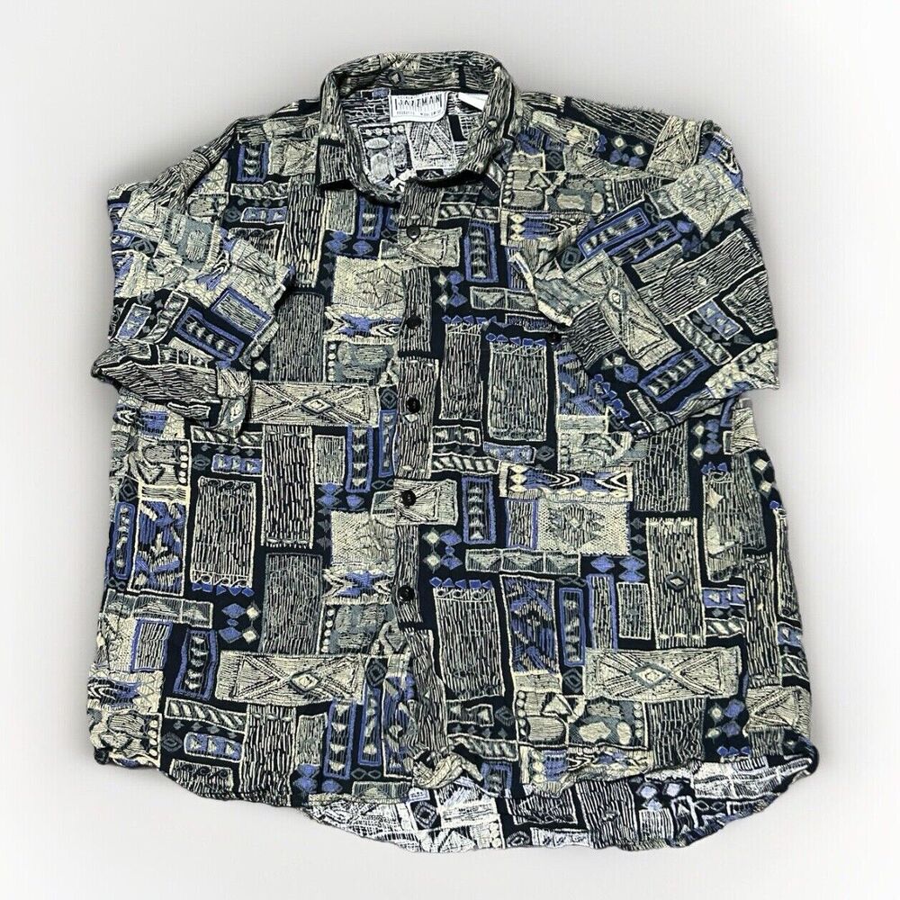 Vtg Jazzman Men's Rayon Abstract Button Down Shirt Multicolor (Sz M) RN#57341